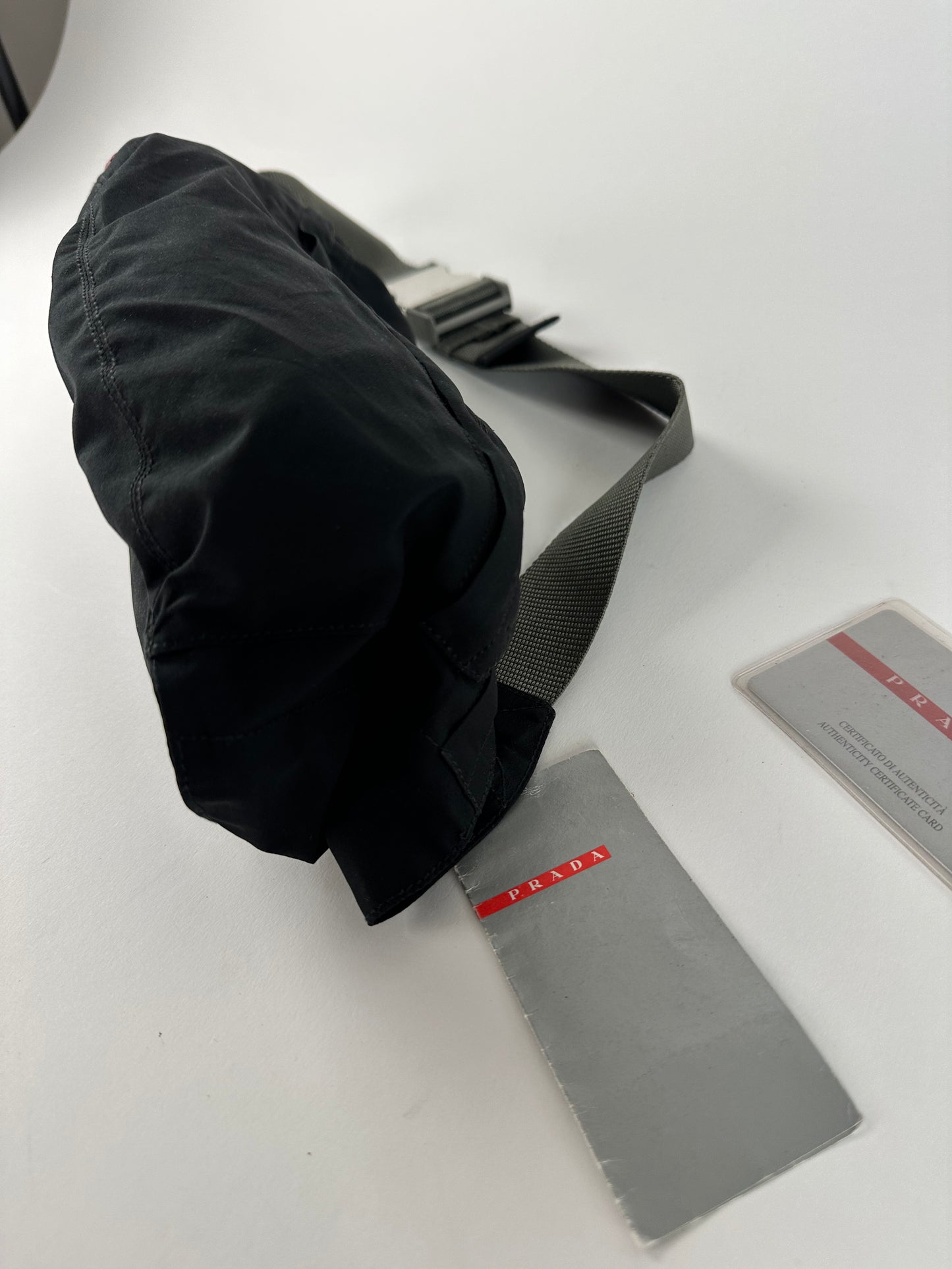 Vintage Prada Linea Rossa Sling Bag Y2K Black Silver