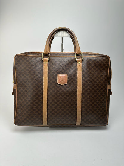 Valise vintage en cuir monogramme Céline Paris marron