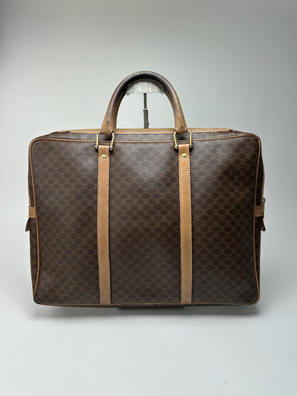 Valise vintage en cuir monogramme Céline Paris marron