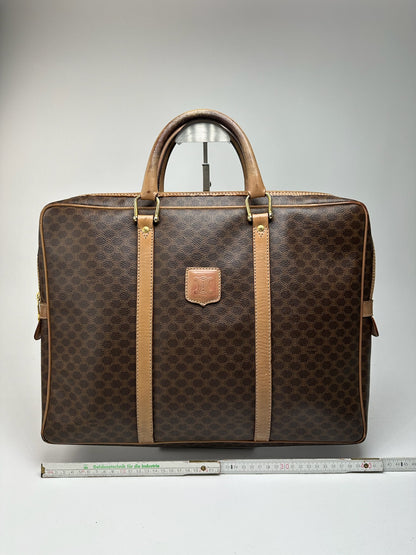 Valise vintage en cuir monogramme Céline Paris marron