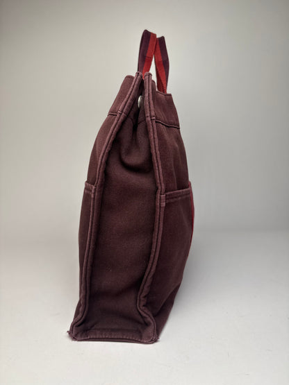 Vintage Hermes Canvas Tote Bag Purple Red