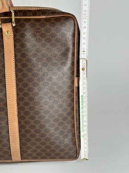 Valise vintage en cuir monogramme Céline Paris marron