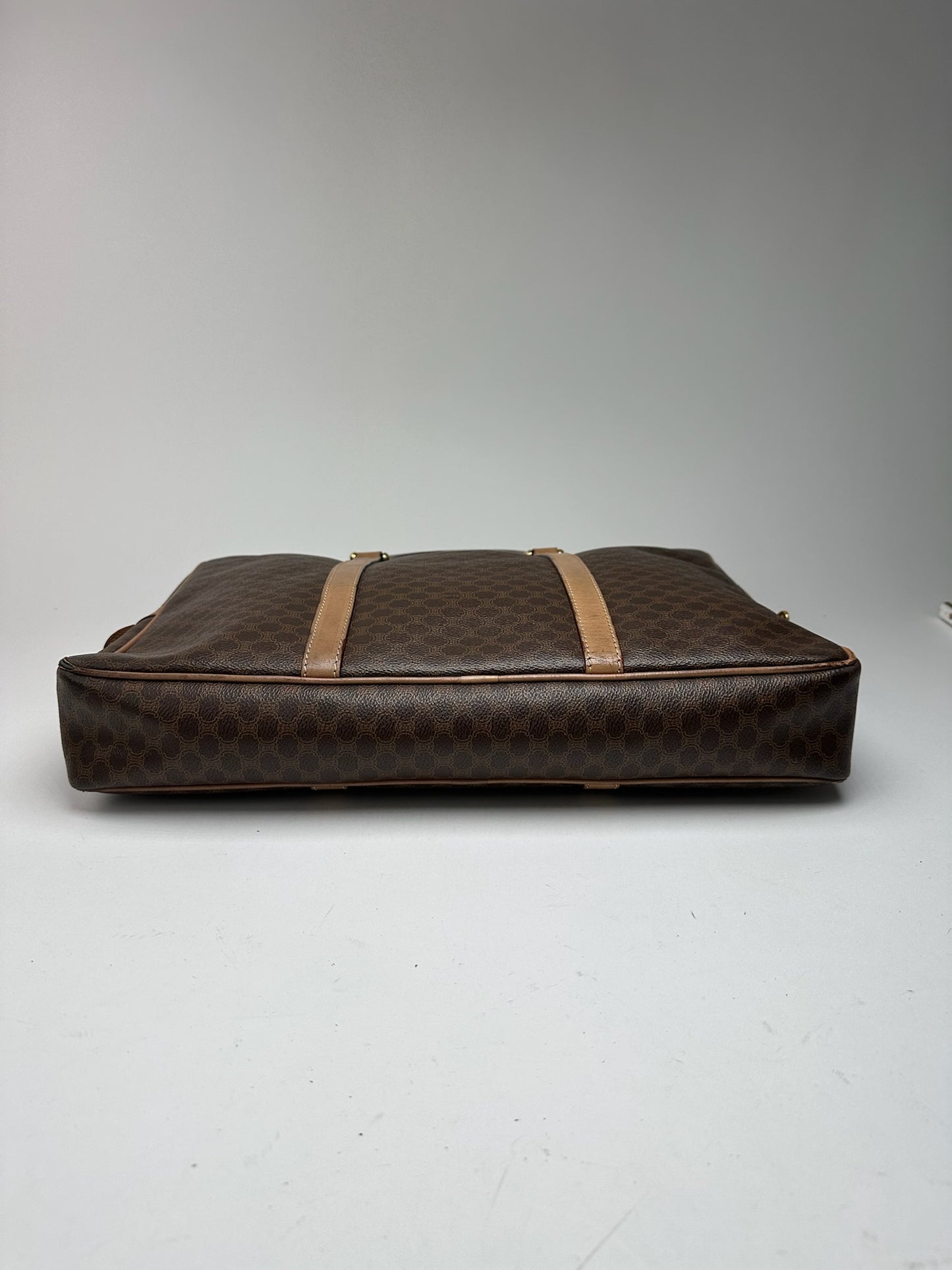 Valise vintage en cuir monogramme Céline Paris marron