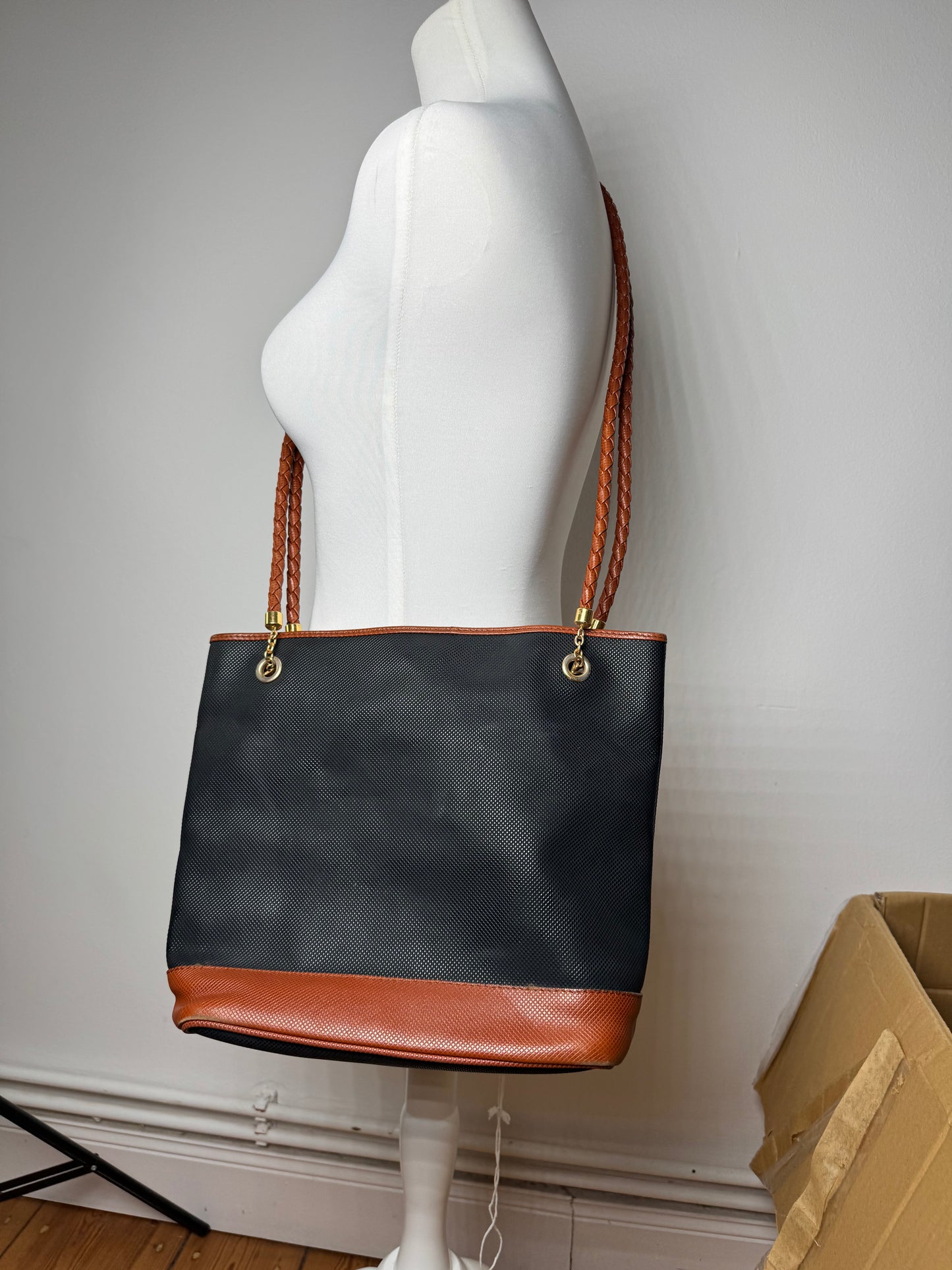 Vintage Bottega Veneta Leather shopper Bag black brown