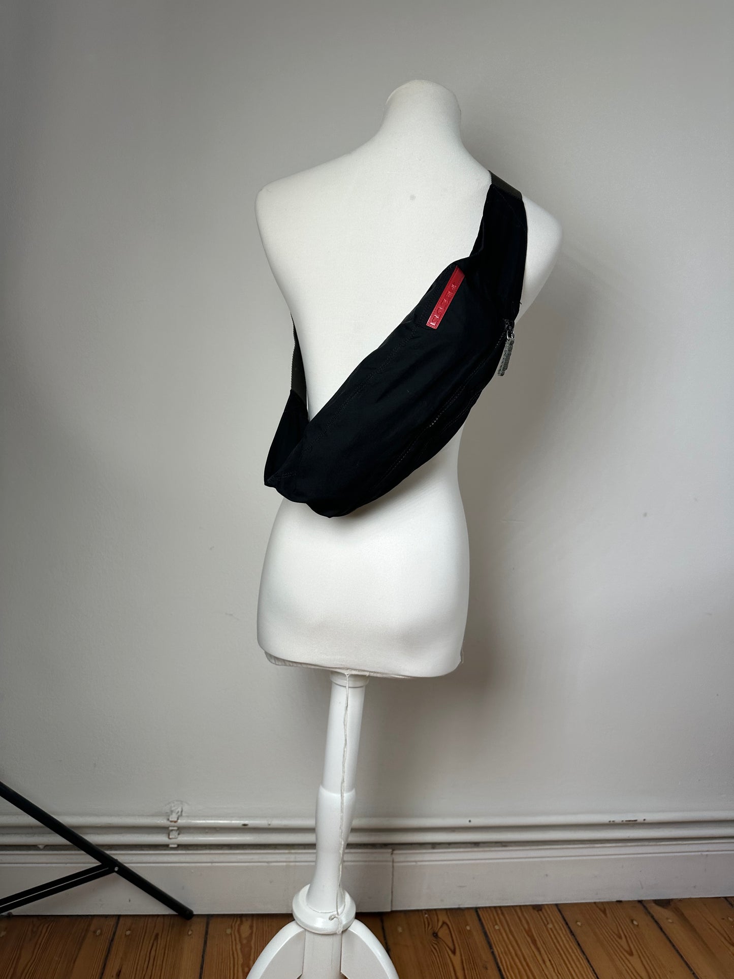 Vintage Prada Linea Rossa Sling Bag Y2K Black Silver