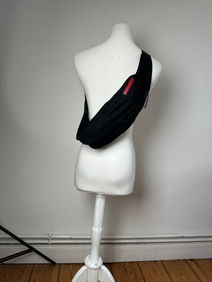 Vintage Prada Linea Rossa Sling Bag Y2K Black Silver