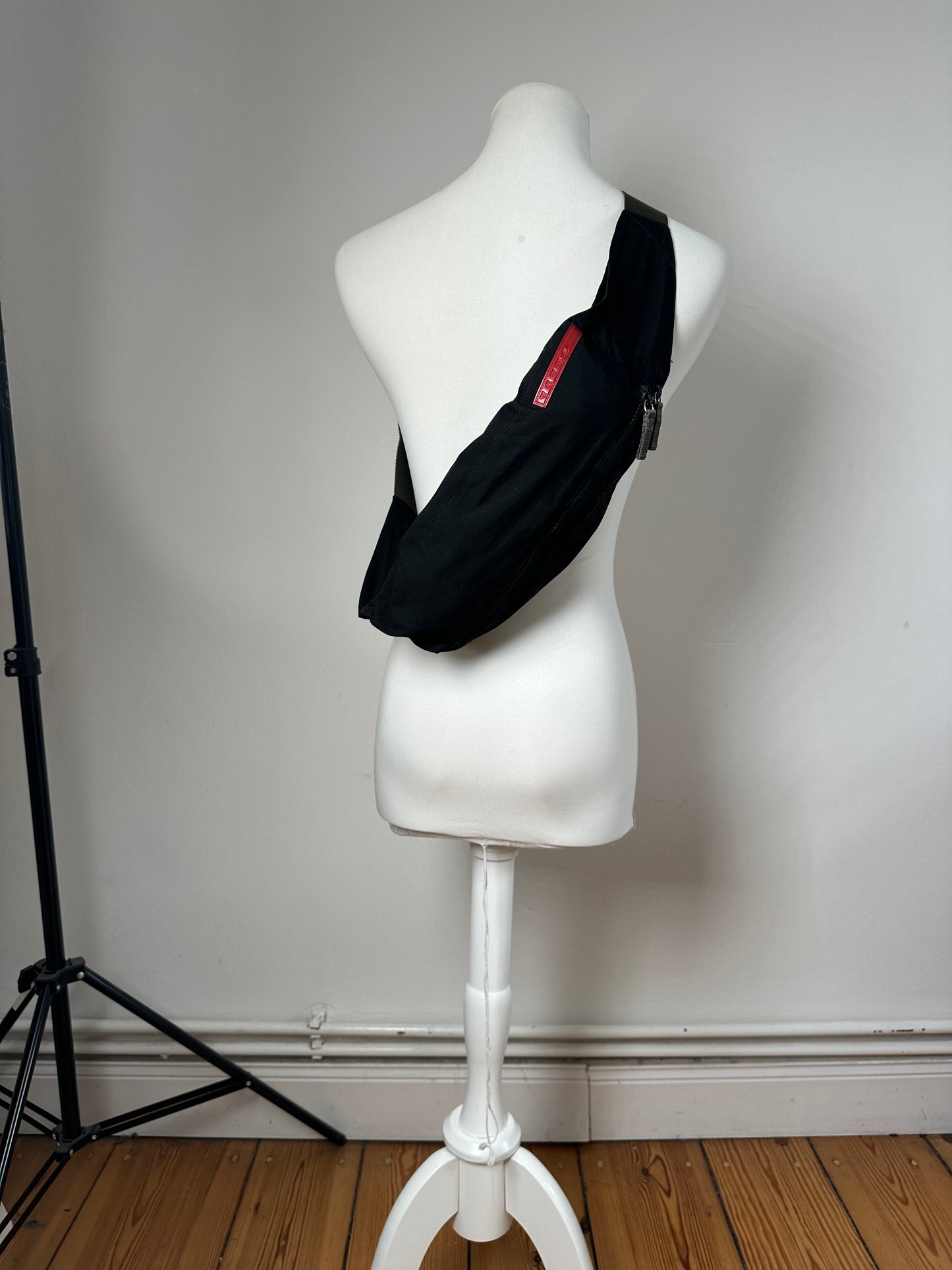 Vintage Prada Linea Rossa Sling Bag Y2K Black Silver