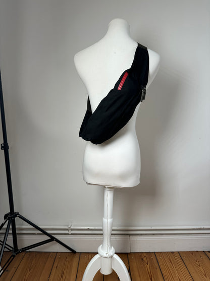Vintage Prada Linea Rossa Sling Bag Y2K Black Silver