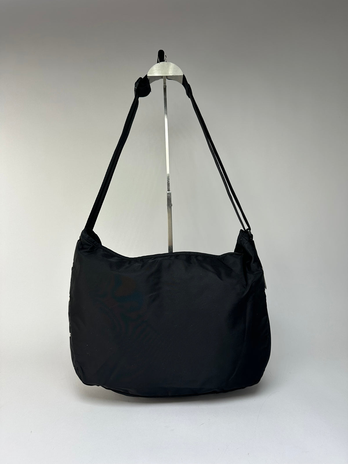 Vintage Courrèges Logo Jacquard Flap Crossbody Bag Early 2000s Black Silver