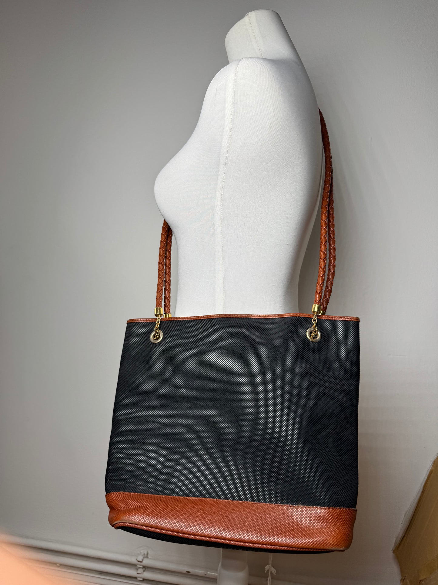 Vintage Bottega Veneta Leather shopper Bag black brown