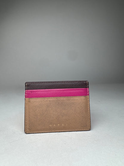 Vintage Marni Leather Card Holder Brown Purple Black
