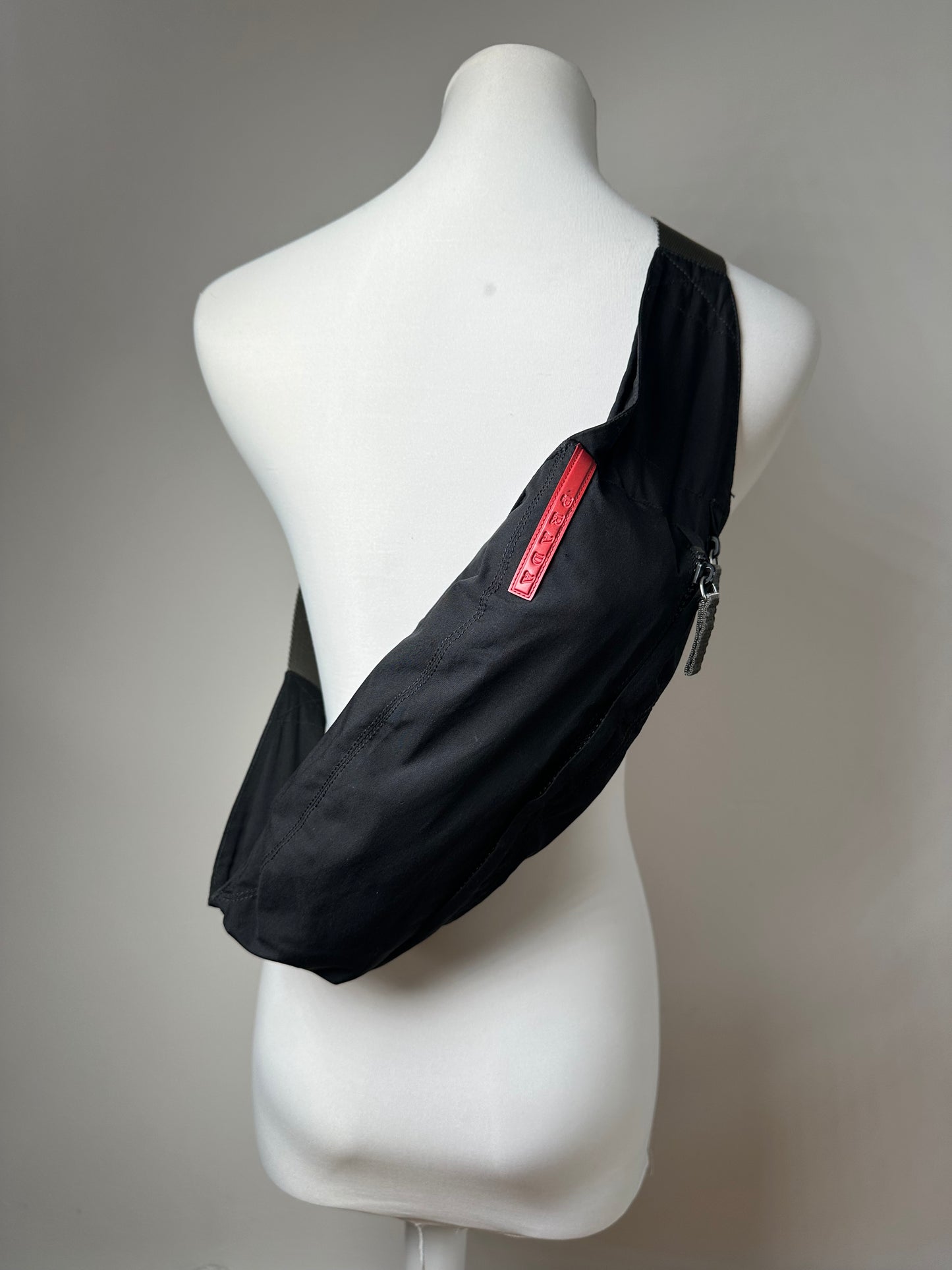 Vintage Prada Linea Rossa Sling Bag Y2K Black Silver