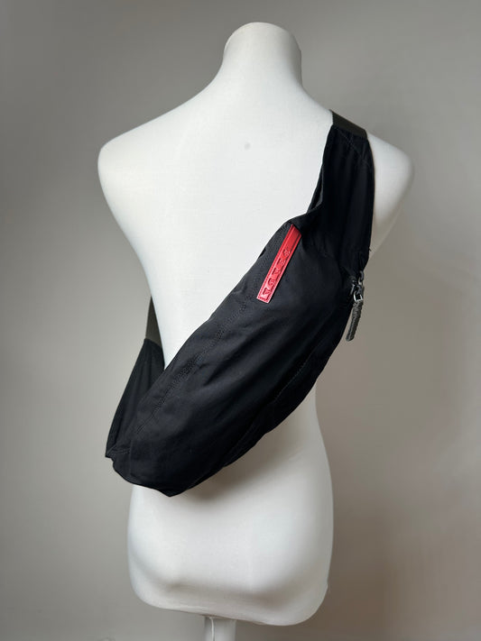 Vintage Prada Linea Rossa Sling Bag Y2K Black Silver
