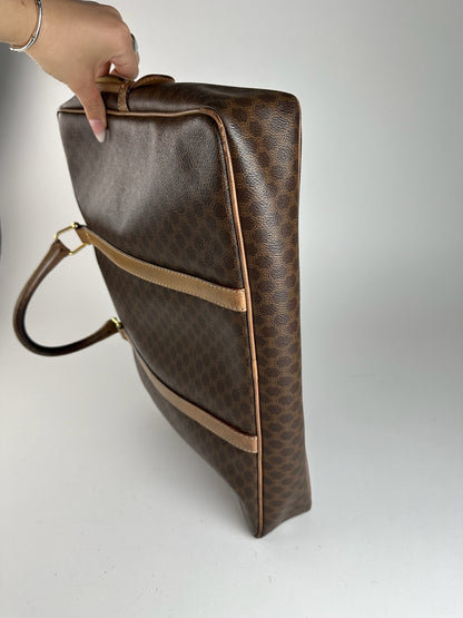 Valise vintage en cuir monogramme Céline Paris marron