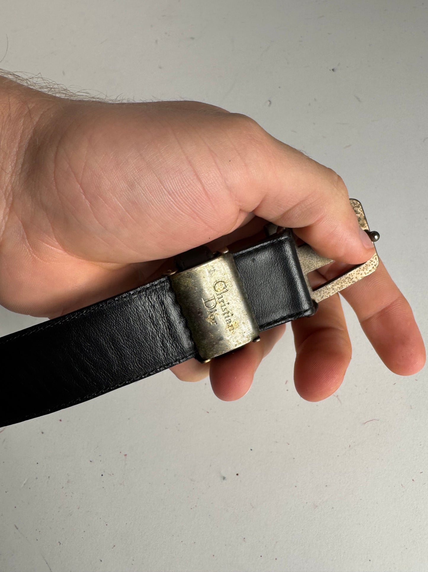 Vintage Dior Leather Belt black