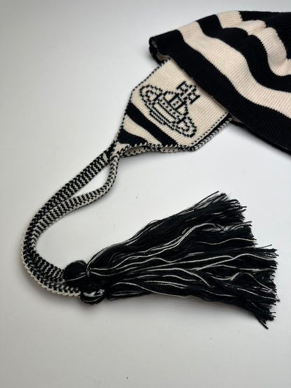 Vintage Vivienne Westwood Knitted Hat Y2K Black Cream