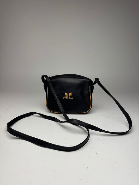 Vintage Courreges Leather Crossbody Bag black