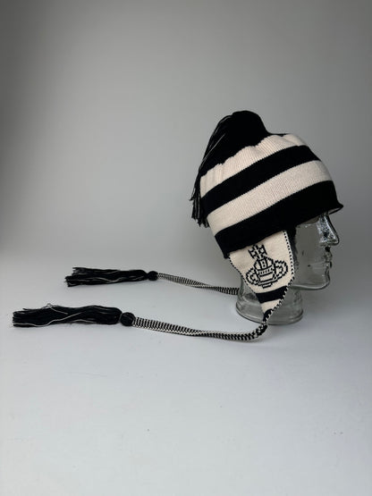 Vintage Vivienne Westwood Knitted Hat Y2K Black Cream