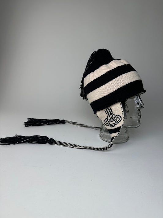 Vintage Vivienne Westwood Knitted Hat Y2K Black Cream