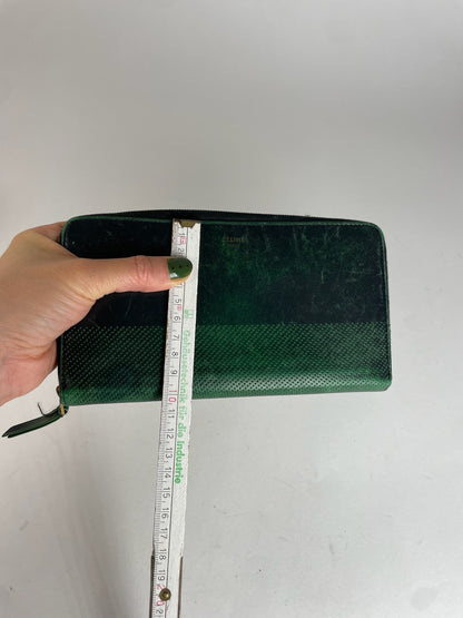 Vintage Celine Paria Leather Zippy Wallet Green