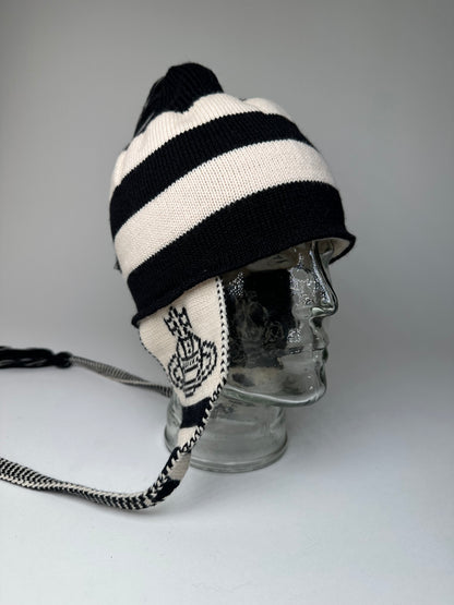 Vintage Vivienne Westwood Knitted Hat Y2K Black Cream