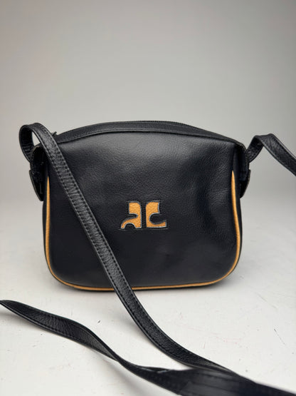 Vintage Courreges Leather Crossbody Bag black