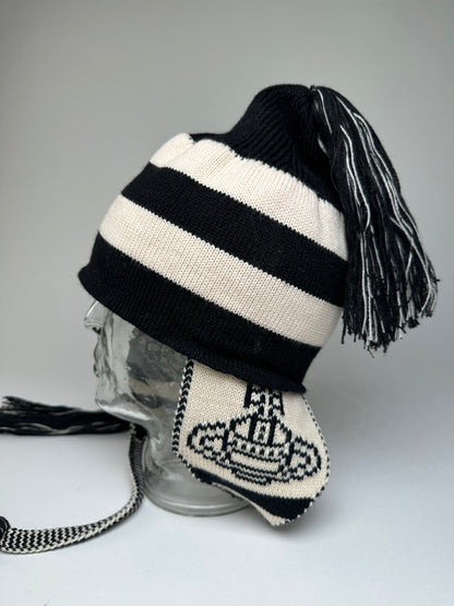 Vintage Vivienne Westwood Knitted Hat Y2K Black Cream
