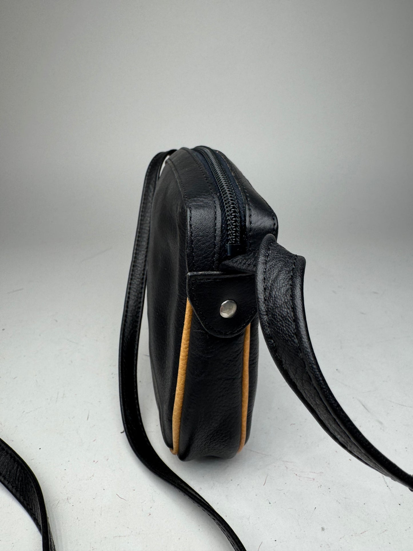 Vintage Courreges Leather Crossbody Bag black