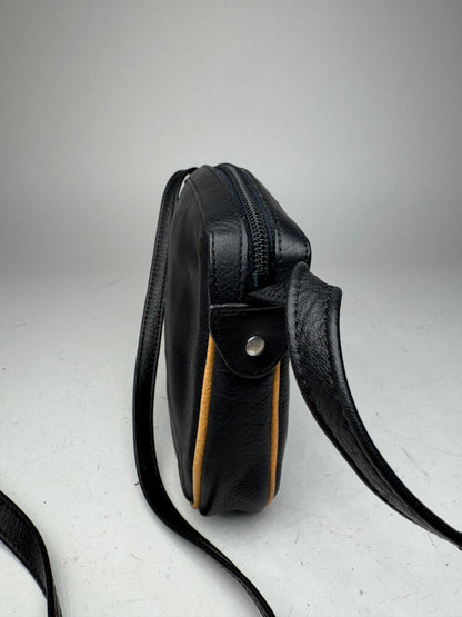 Vintage Courreges Leather Crossbody Bag black