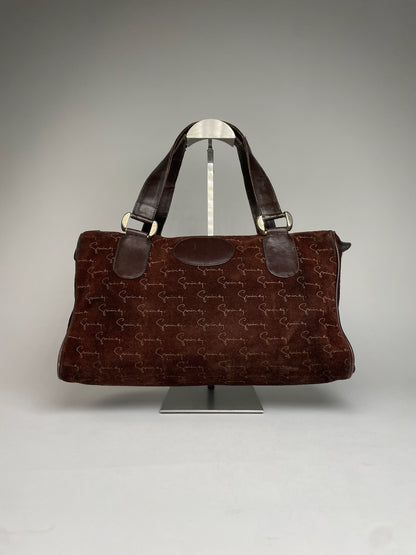 Vintage Givenchy Suede Monogram Handbag Brown