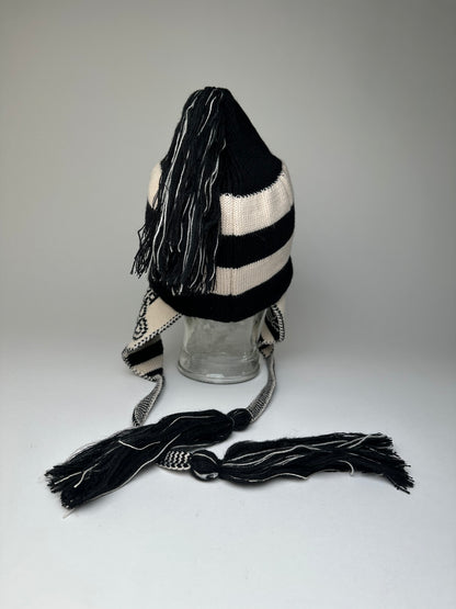 Vintage Vivienne Westwood Knitted Hat Y2K Black Cream
