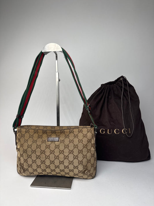 Vintage Gucci Multiway Monogram Bag Beige Brown