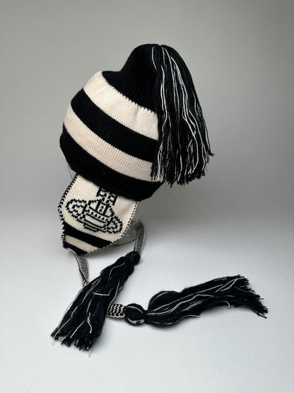 Vintage Vivienne Westwood Knitted Hat Y2K Black Cream