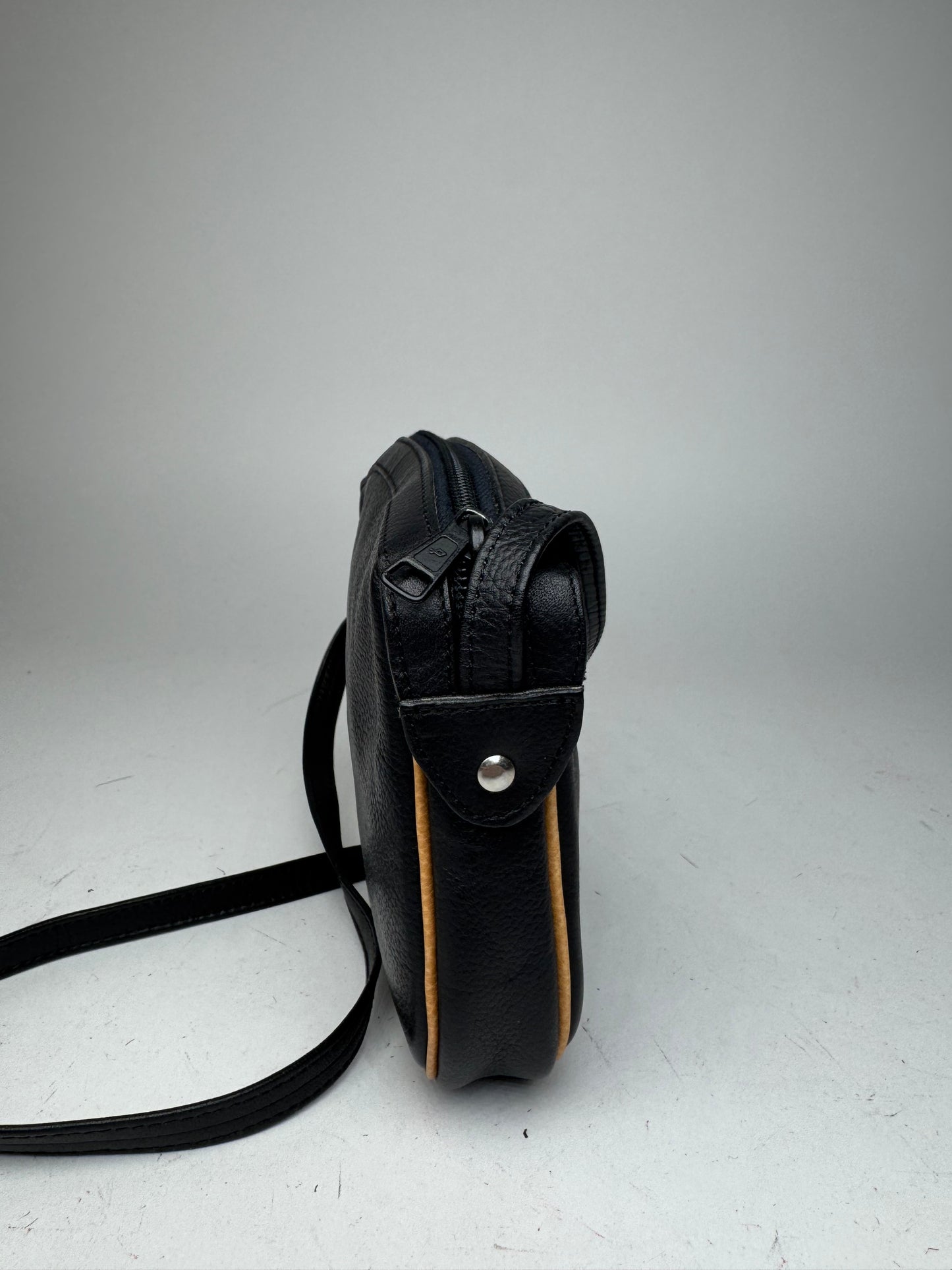 Vintage Courreges Leather Crossbody Bag black