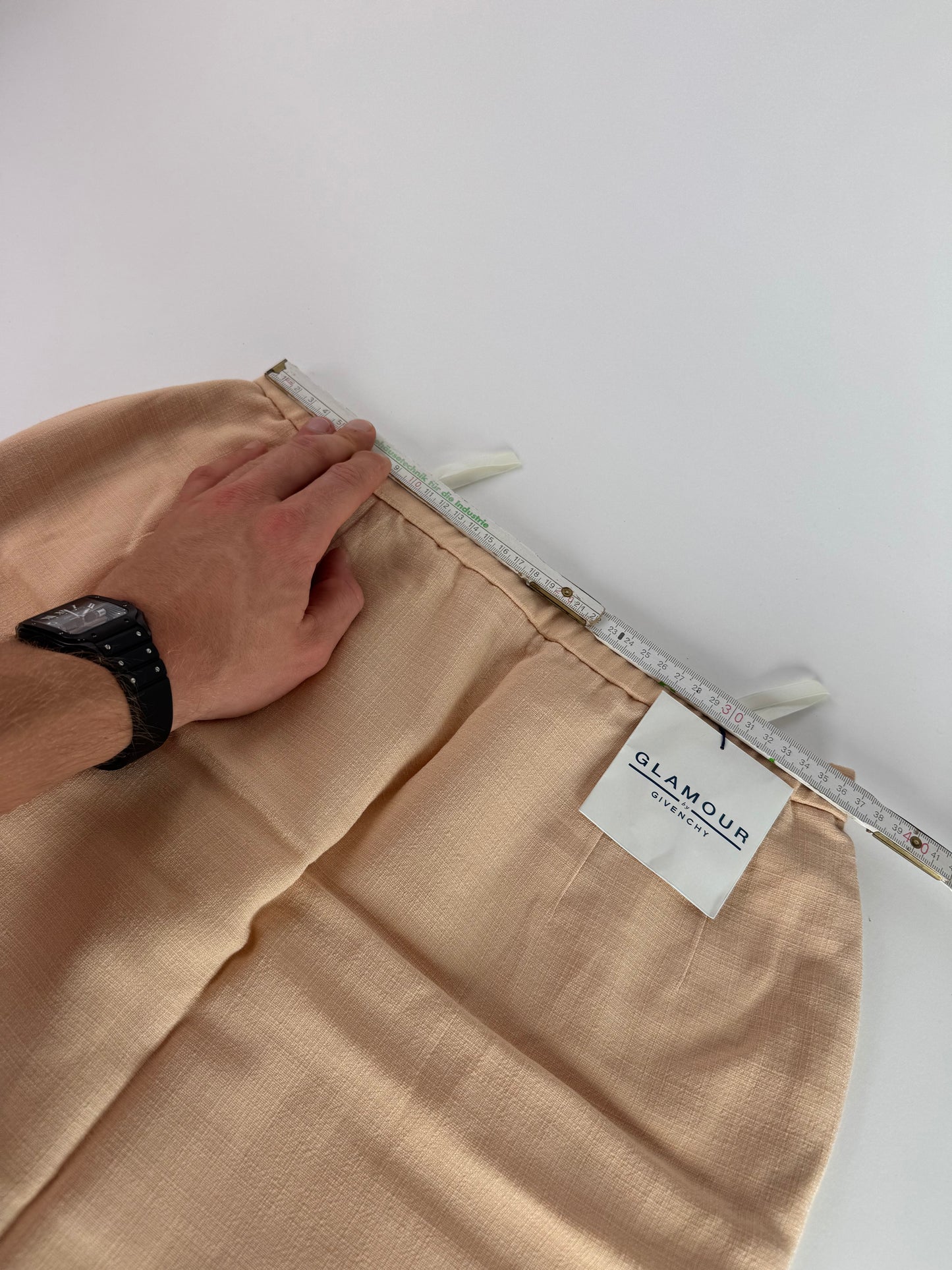 Vintage Givenchy Linen Skirt Beige Rose L/XL