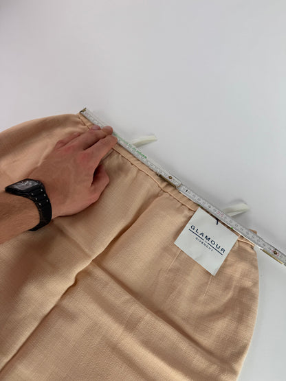Vintage Givenchy Linen Skirt Beige Rose L/XL