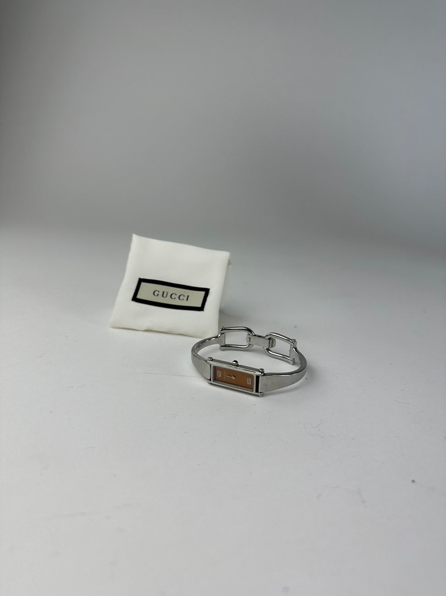 Vintage Gucci Stainless Steel Bracelet Watch Y2K Orange Silver