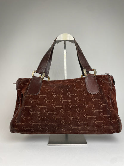 Vintage Givenchy Suede Monogram Handbag Brown