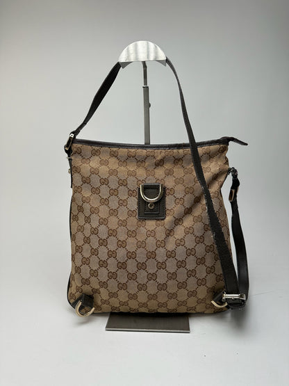 Sac bandoulière vintage Gucci en toile monogramme beige marron