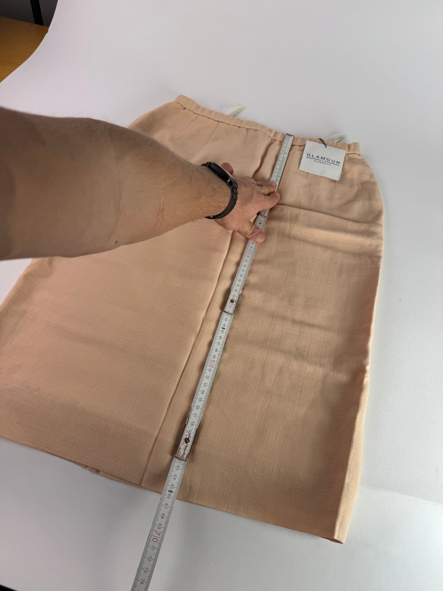Vintage Givenchy Linen Skirt Beige Rose L/XL
