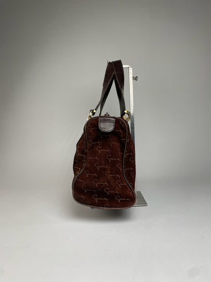 Vintage Givenchy Suede Monogram Handbag Brown