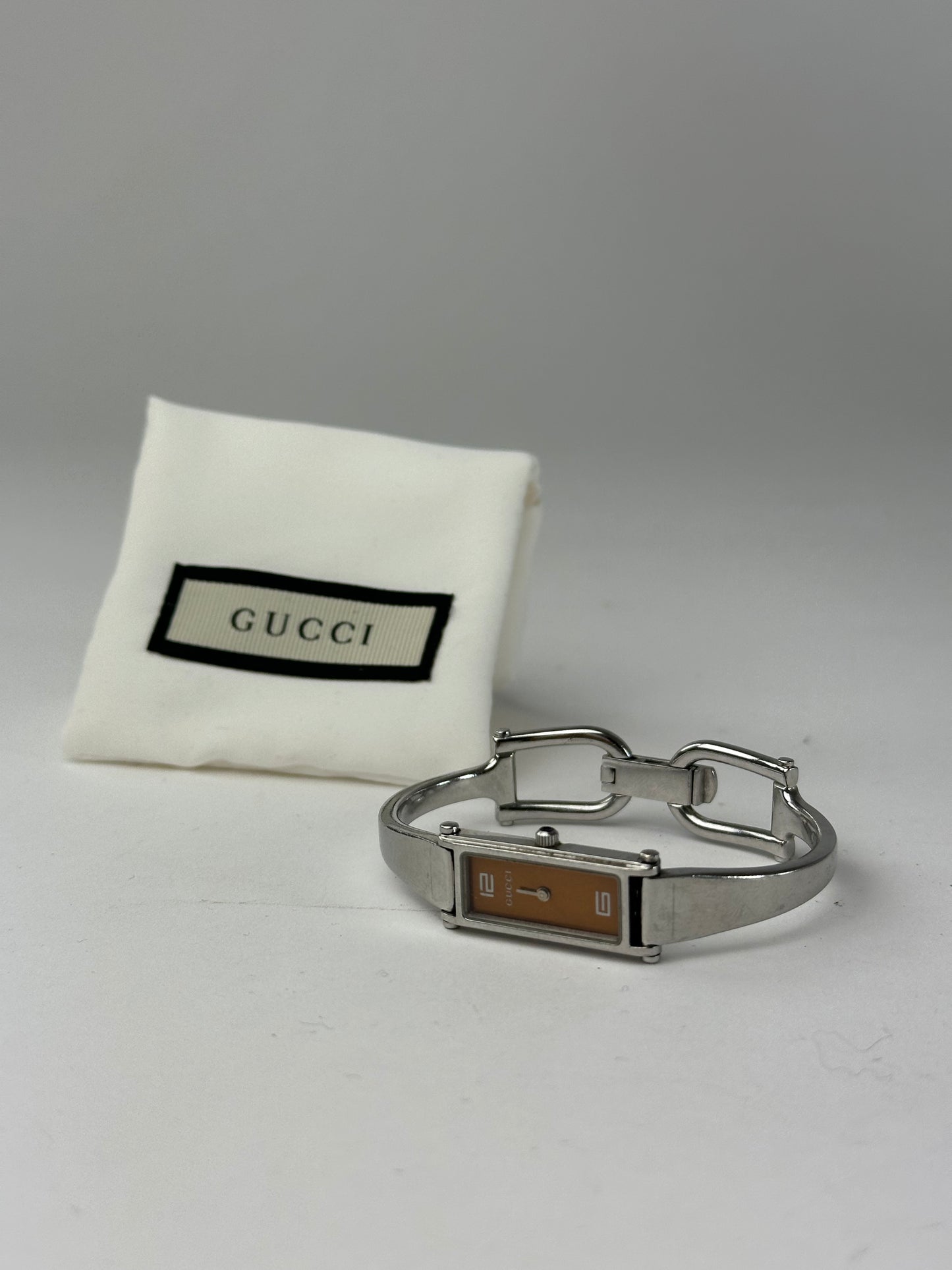 Vintage Gucci Stainless Steel Bracelet Watch Y2K Orange Silver