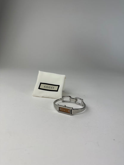 Vintage Gucci Stainless Steel Bracelet Watch Y2K Orange Silver