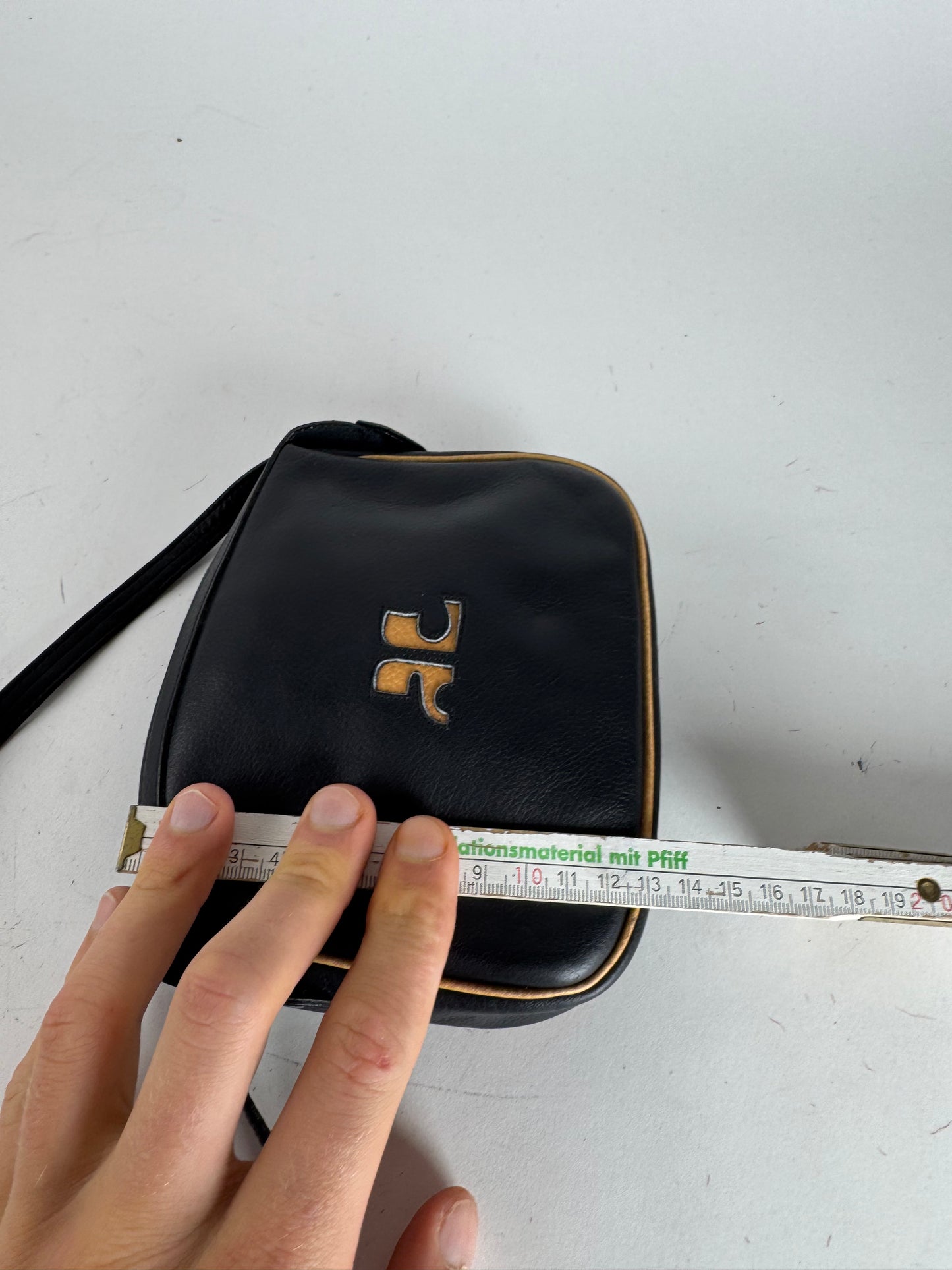 Vintage Courreges Leather Crossbody Bag black