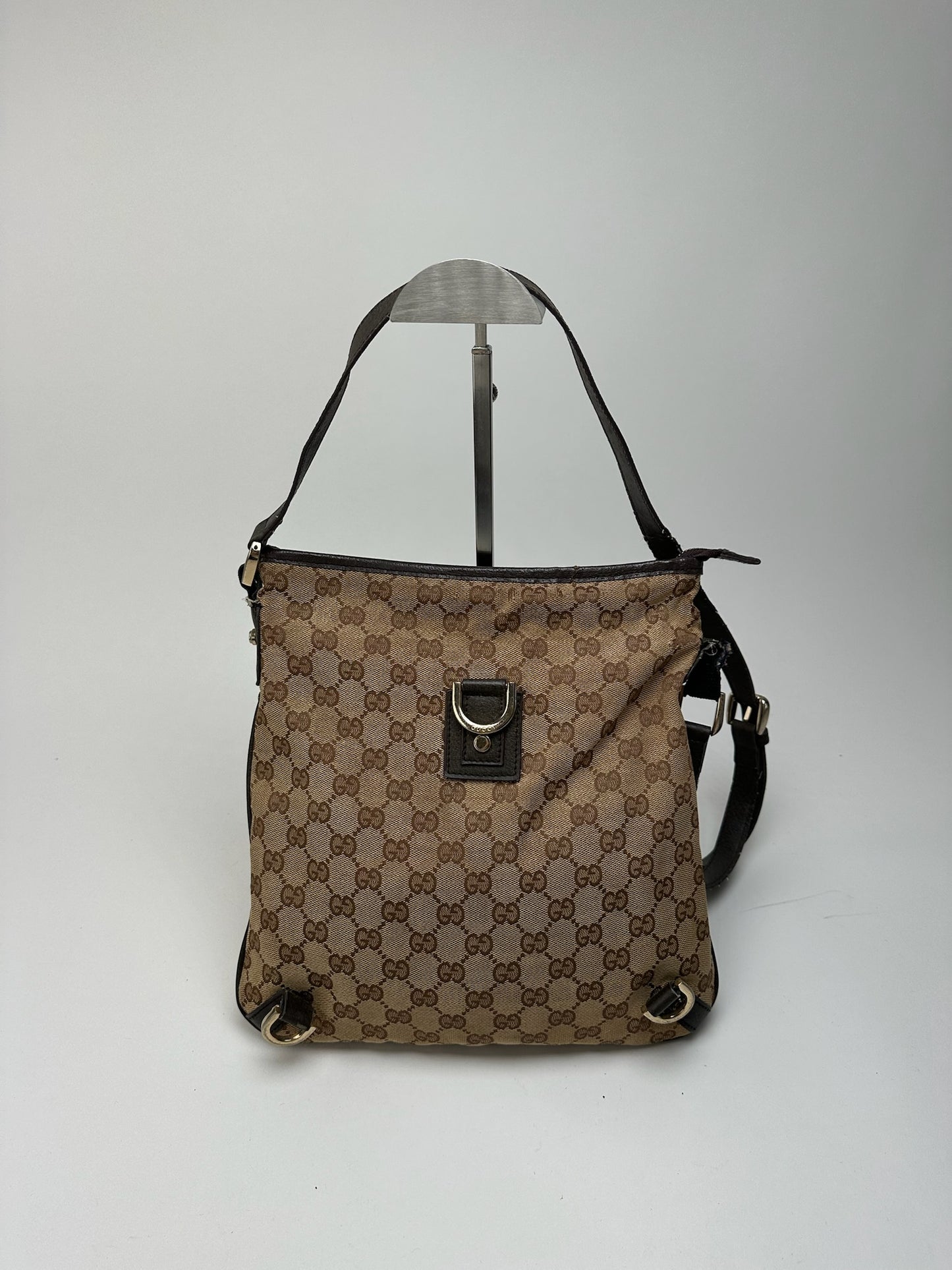 Sac bandoulière vintage Gucci en toile monogramme beige marron