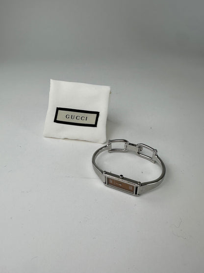 Vintage Gucci Stainless Steel Bracelet Watch Y2K Orange Silver