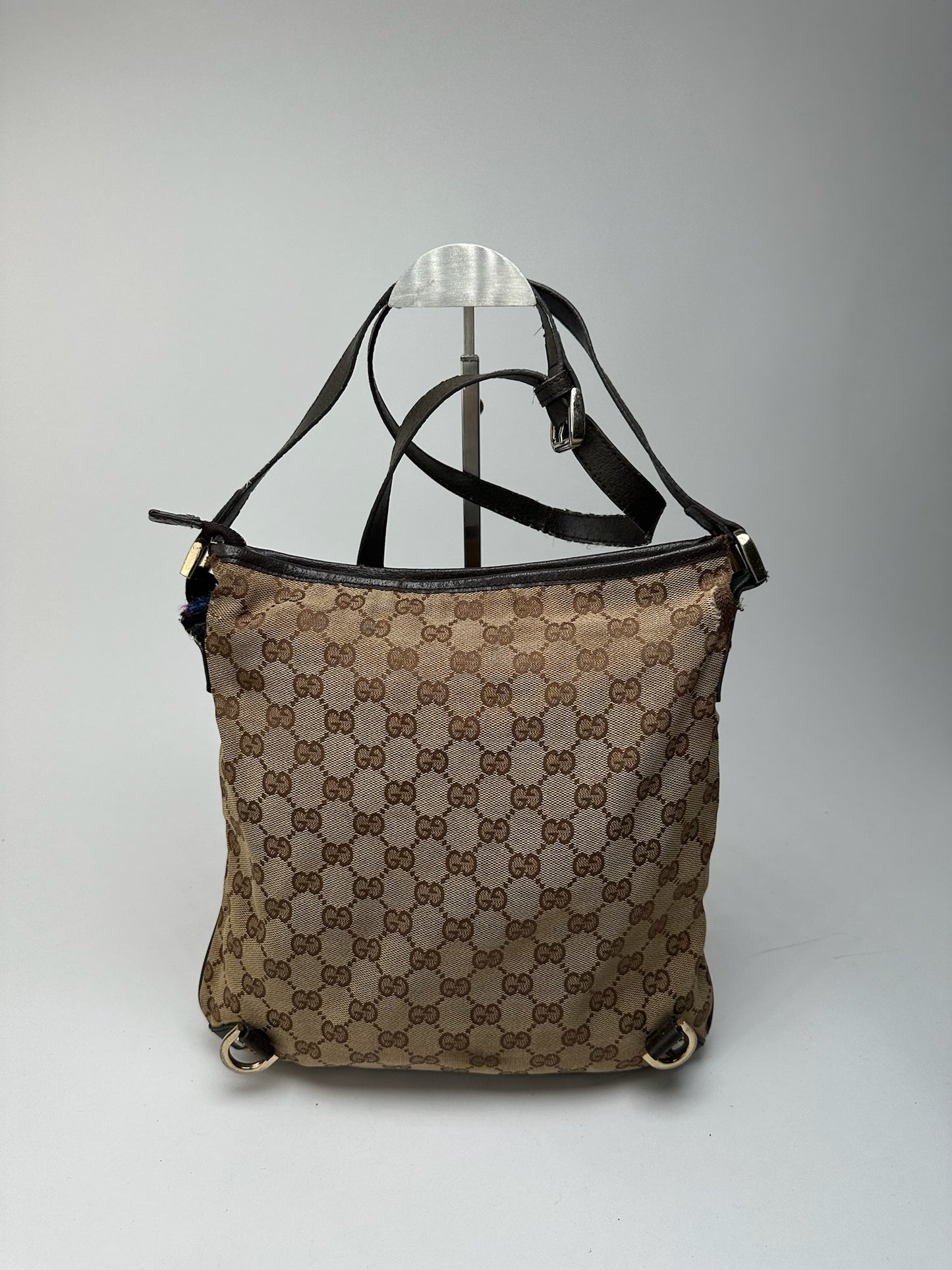 Sac bandoulière vintage Gucci en toile monogramme beige marron