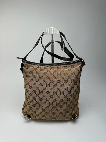 Sac bandoulière vintage Gucci en toile monogramme beige marron