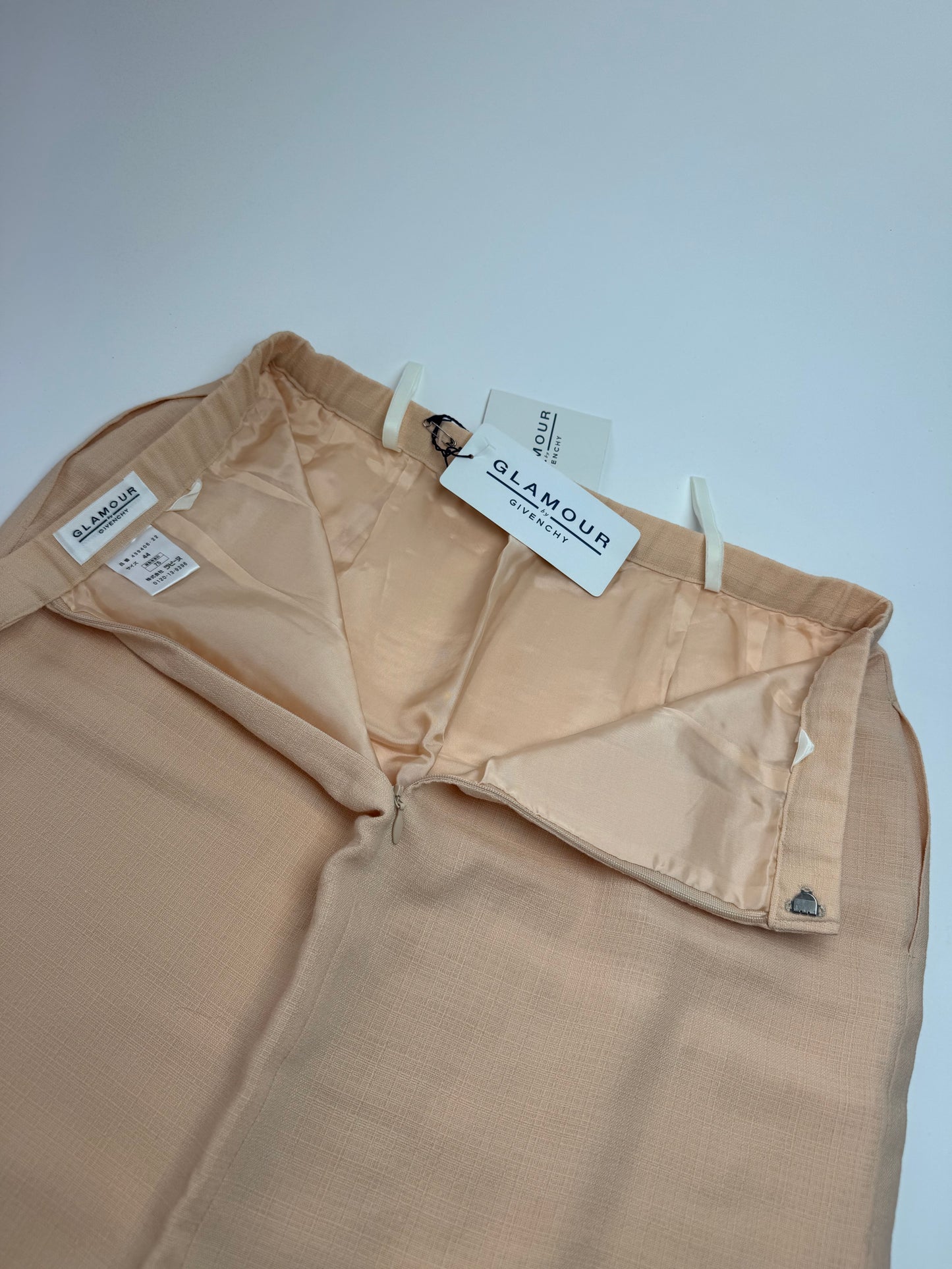 Vintage Givenchy Linen Skirt Beige Rose L/XL