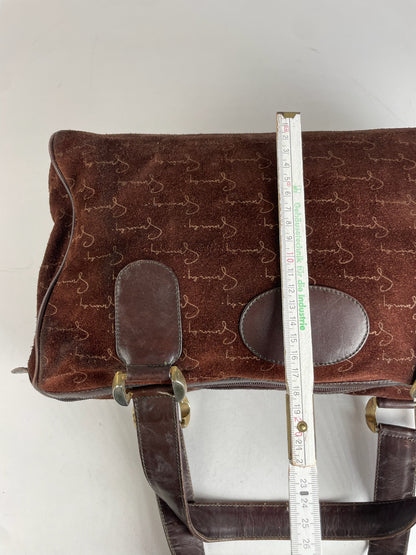 Vintage Givenchy Suede Monogram Handbag Brown